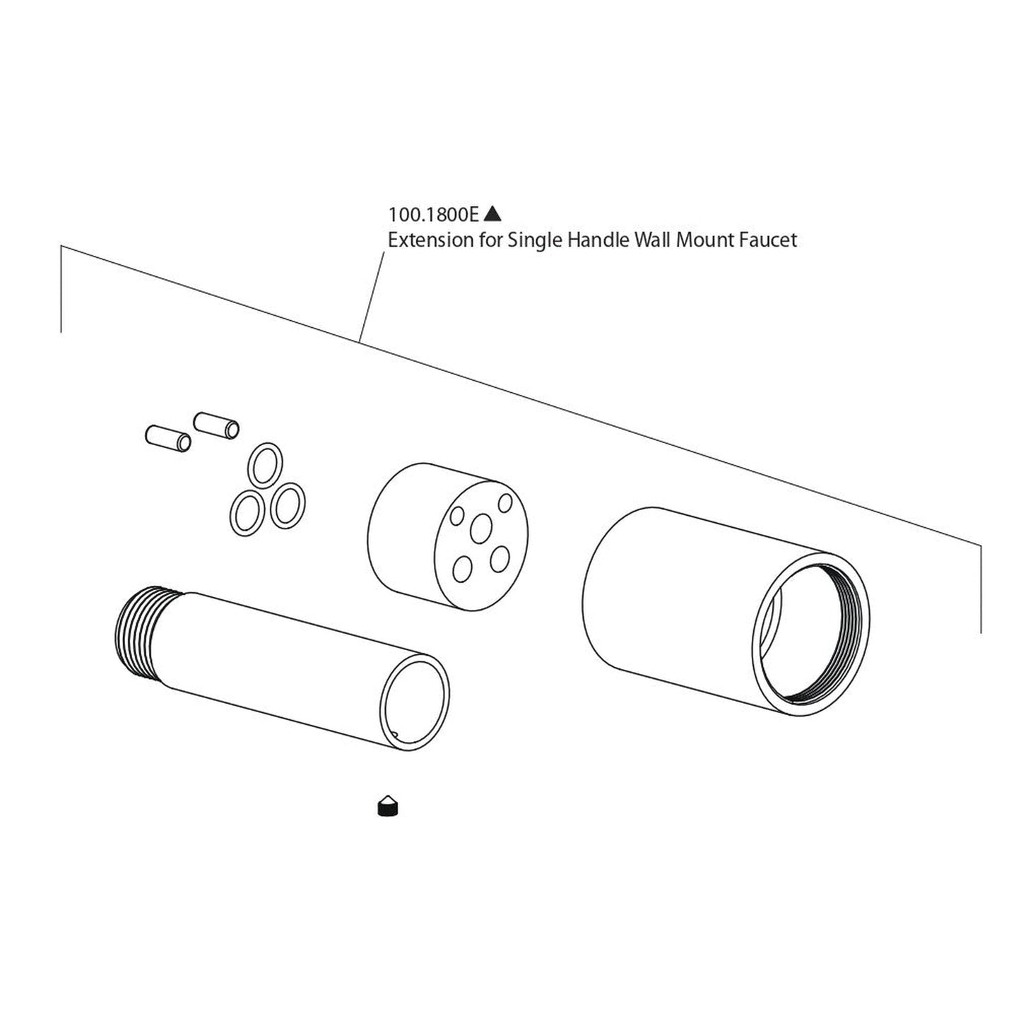Flusso Faucets Serie 100 Brushed Nickel PVD Wall-Mounted Bathroom Sink Faucet Valve Extension Kit