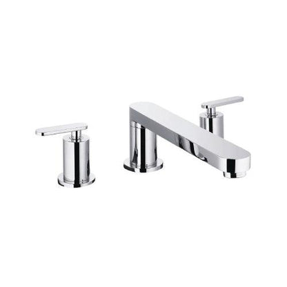 Flusso Faucets Serie 110 12" Three-Hole Brushed Nickel PVD Solid Brass Deck-Mounted Widespread Bathroom Sink Faucet With Overflow Pop-Up Drain