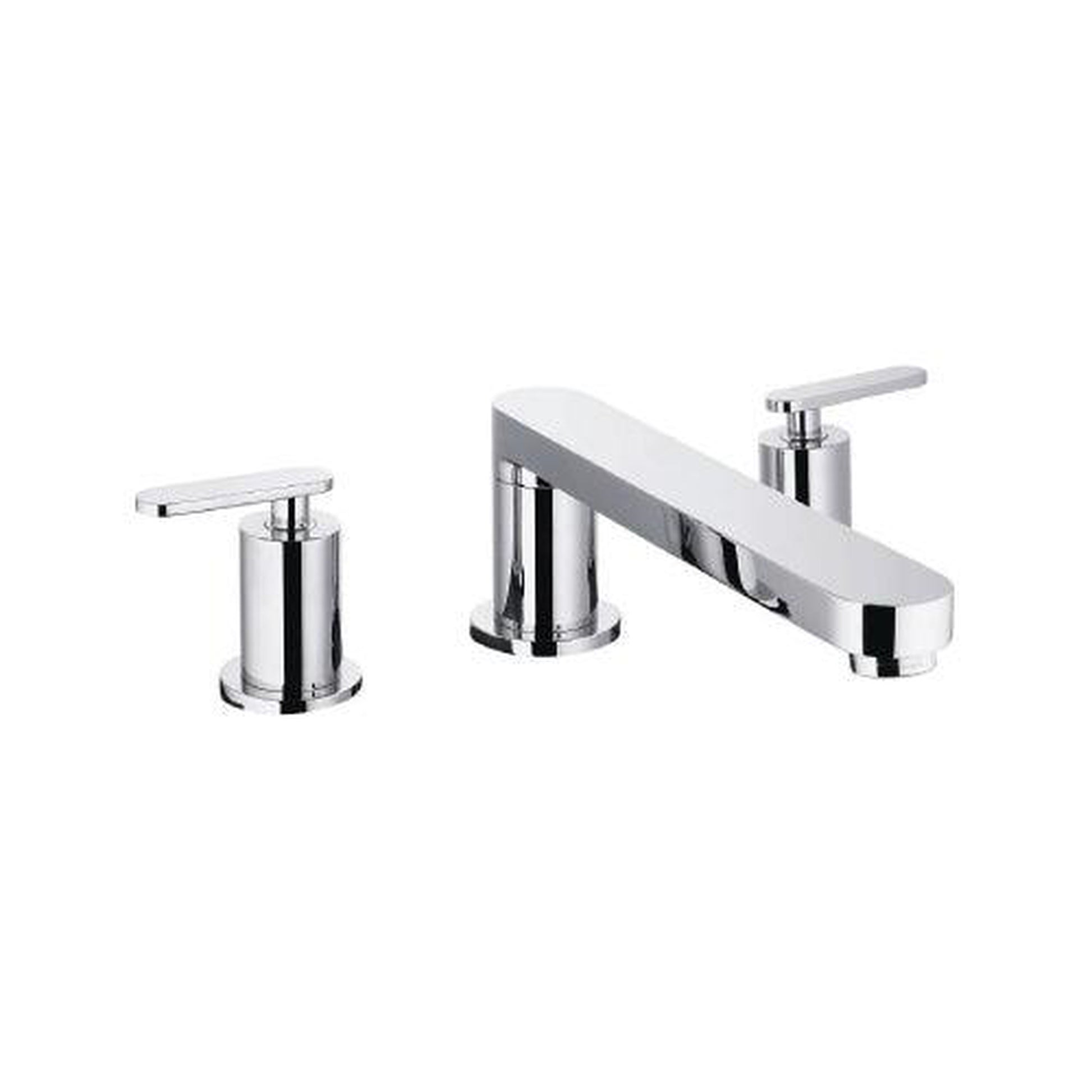 Flusso Faucets Serie 110 12" Three-Hole Chrome Solid Brass Deck-Mounted Widespread Bathroom Sink Faucet With Overflow Pop-Up Drain