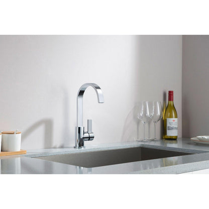 Flusso Faucets Serie 145 10" Single-Hole Chrome Solid Brass Deck-Mounted Sink Faucet With Swivel Spout