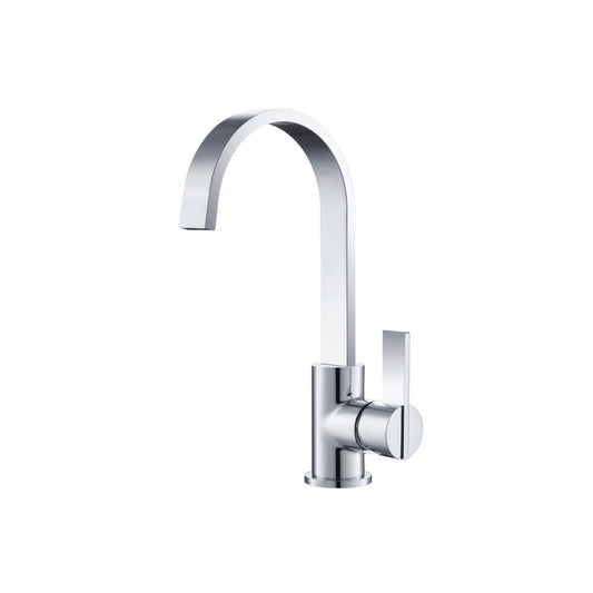 Flusso Faucets Serie 145 10" Single-Hole Chrome Solid Brass Deck-Mounted Sink Faucet With Swivel Spout