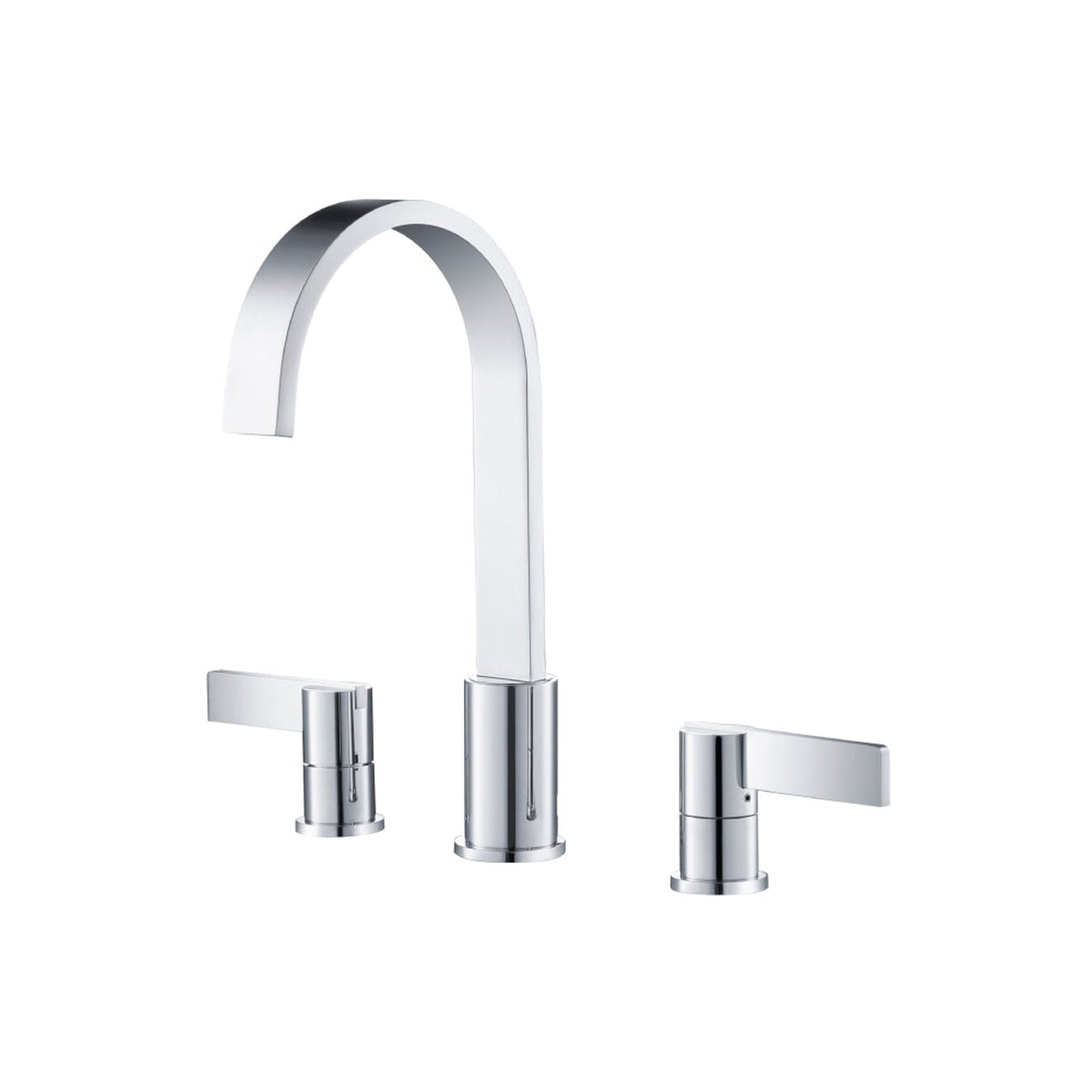 Flusso Faucets Serie 145 10" Three-Hole Chrome Solid Brass Deck-Mounted Widespread Bathroom Sink Faucet With Drain