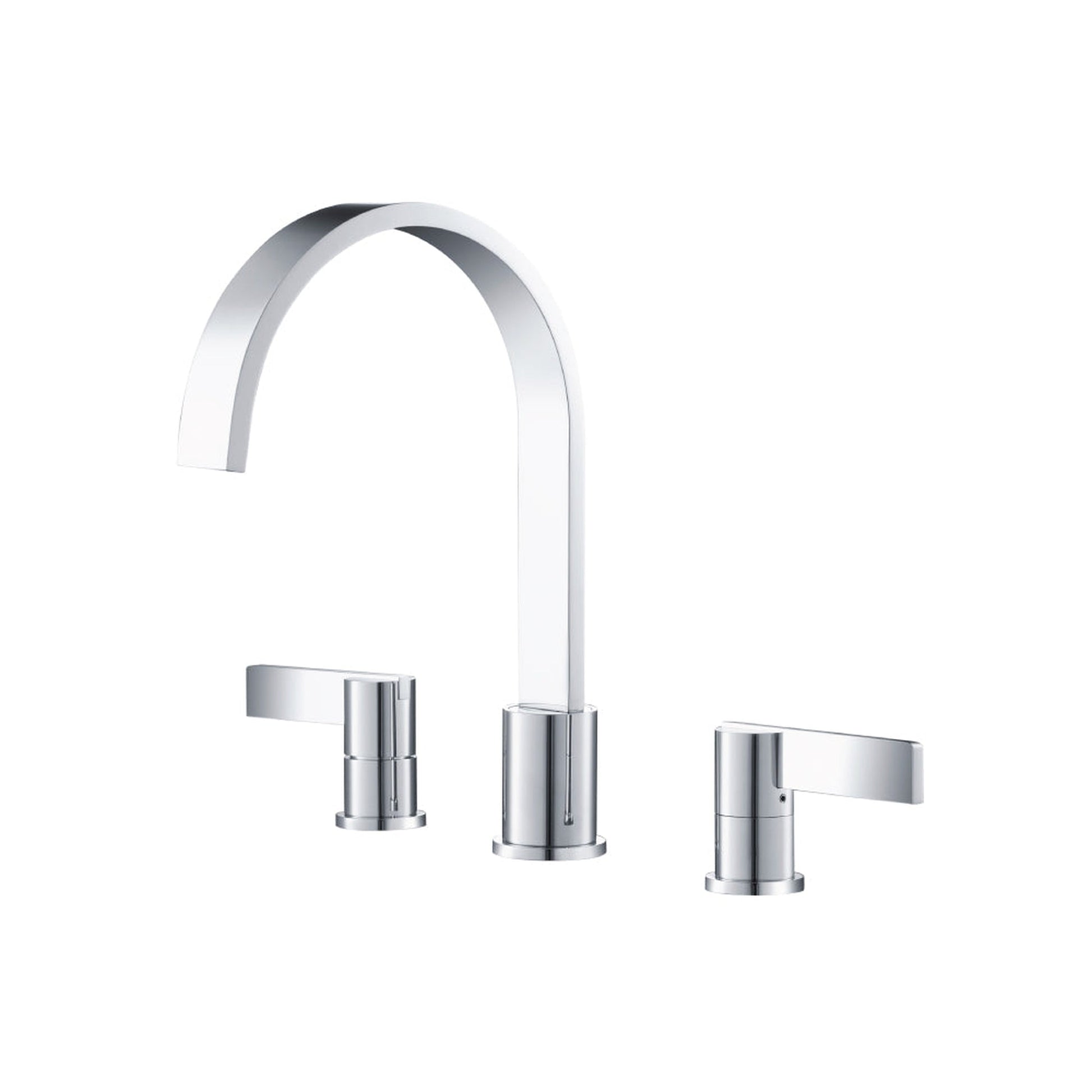 Flusso Faucets Serie 145 12" Three-Hole Chrome Solid Brass Deck-Mounted Roman Bathtub Faucet With Volume Control Valve