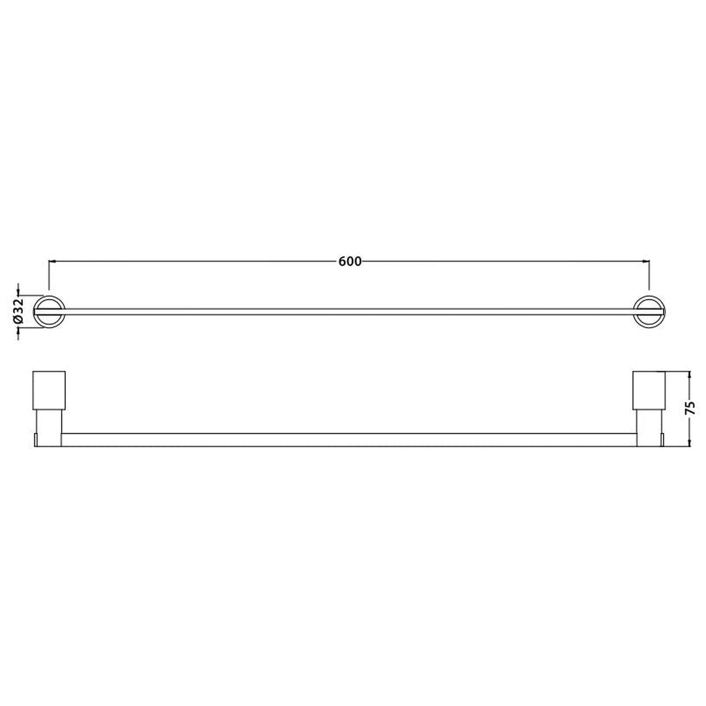 Flusso Faucets Serie 145 24" Chrome Solid Brass Wall-Mounted Towel Bar