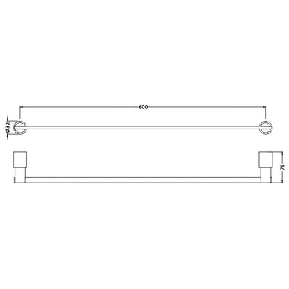 Flusso Faucets Serie 145 24" Chrome Solid Brass Wall-Mounted Towel Bar