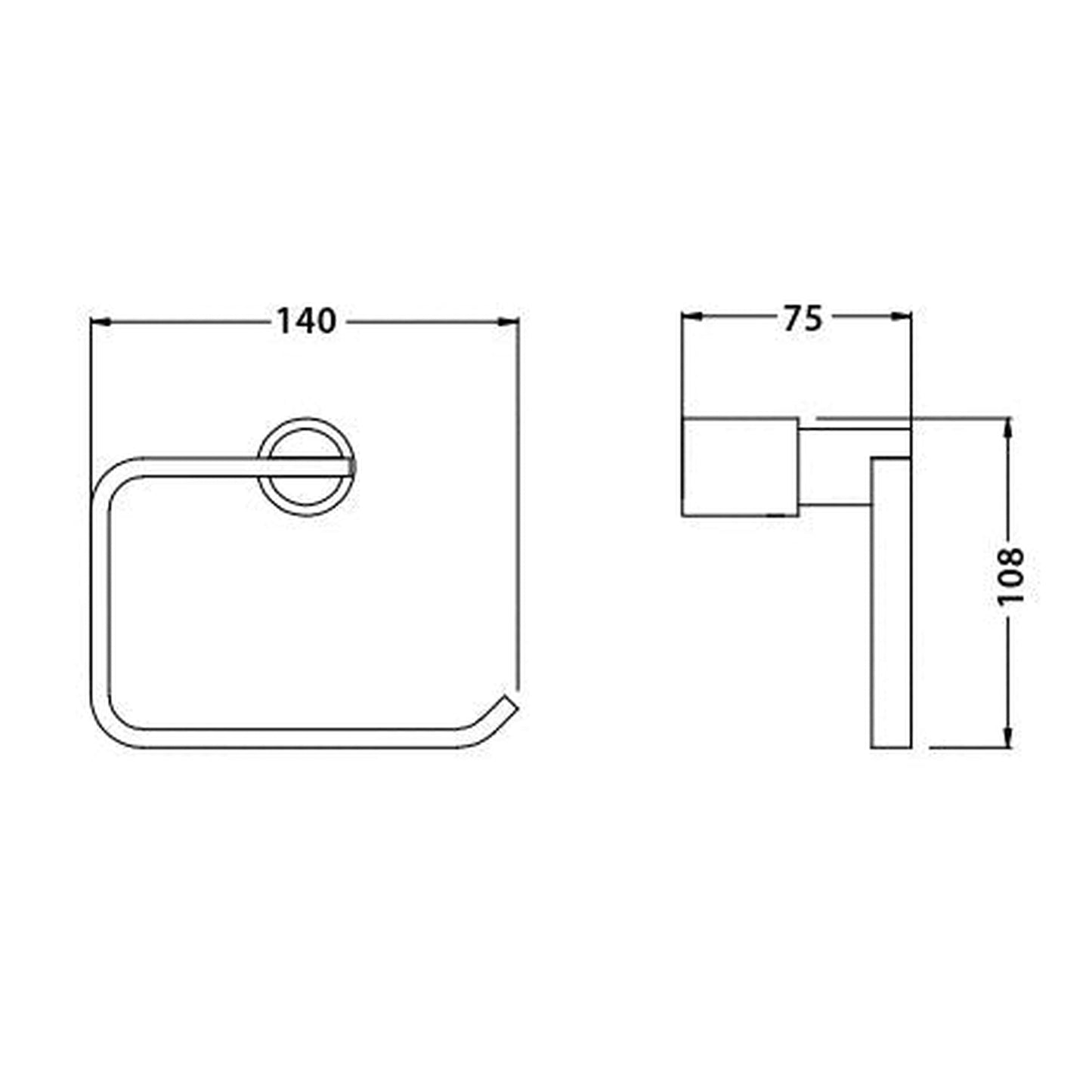 Flusso Faucets Serie 145 4" Chrome Solid Brass Wall-Mounted Toilet Paper Holder