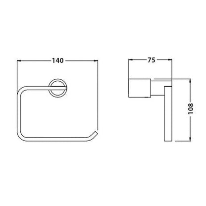 Flusso Faucets Serie 145 4" Chrome Solid Brass Wall-Mounted Toilet Paper Holder