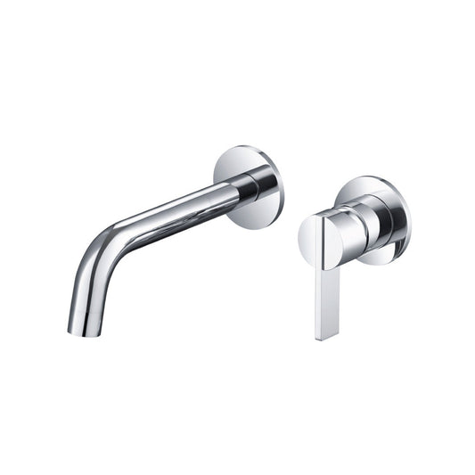 Flusso Faucets Serie 145 4" Two-Hole Chrome Wall-Mounted Bathroom Sink Faucet With Rough-In Valve