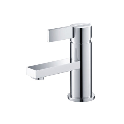 Flusso Faucets Serie 145 6" Single-Hole Chrome Deck-Mounted Bathroom Sink Faucet With Pop-Up Drain