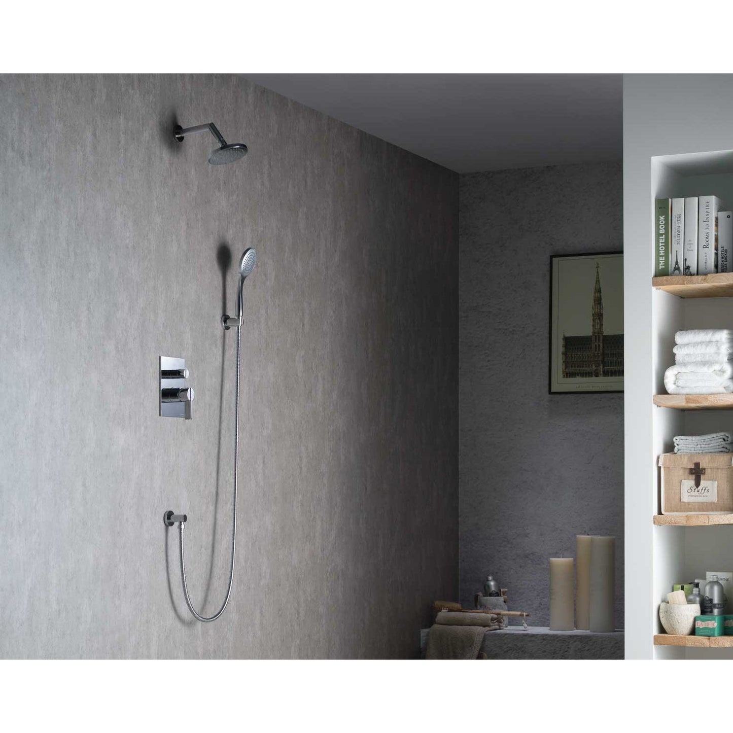 Flusso Faucets Serie 145 8" Chrome Tub / Shower Trim Set With 2-Output Pressure Balance Valve And 2-Way Diverter