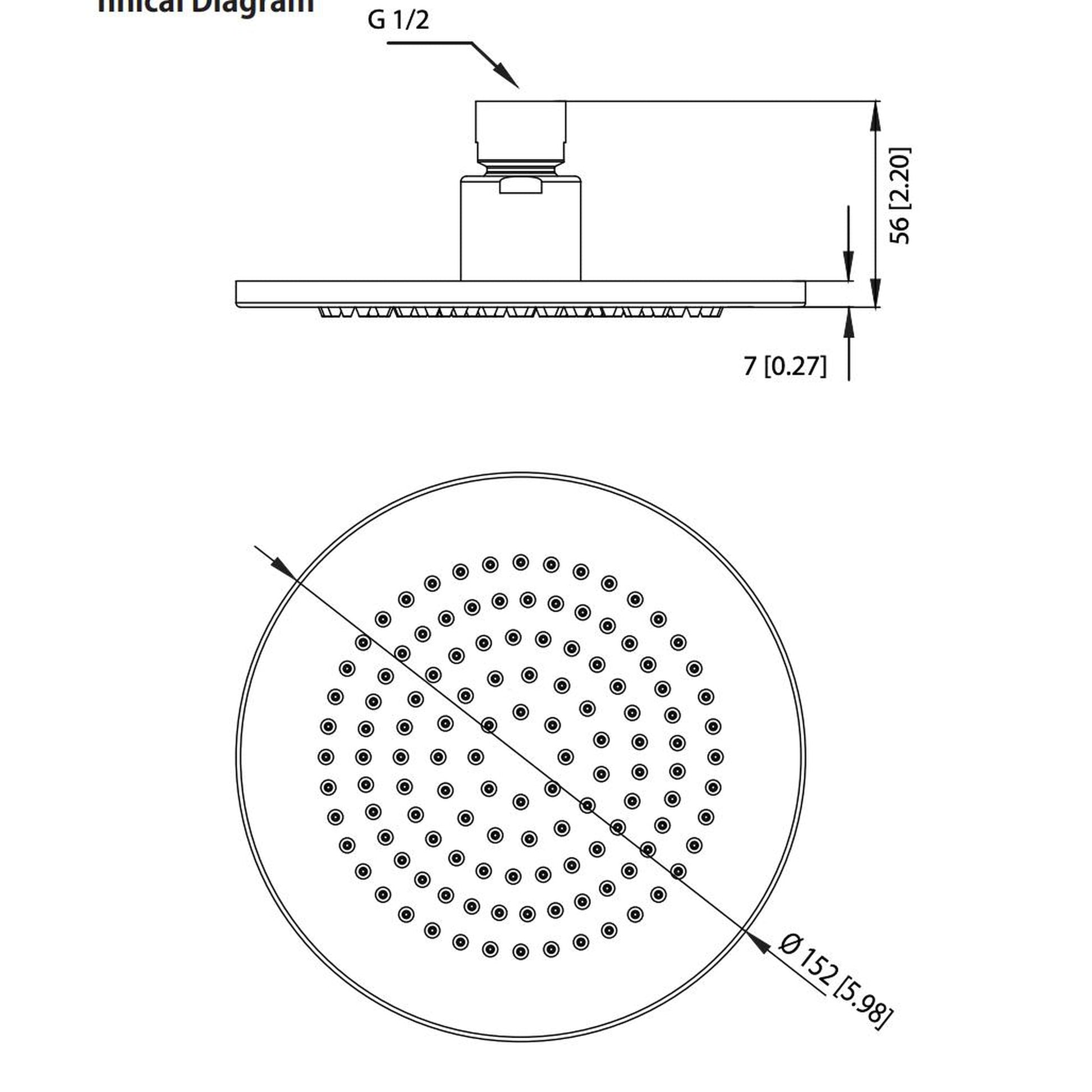 Flusso Faucets Serie 145 Single Output Chrome Wall-Mounted Shower Set With 6" Solid Brass Rainhead Shower Head, Single Handle Shower Trim and 1-Output Single Control Pressure Balance Valve