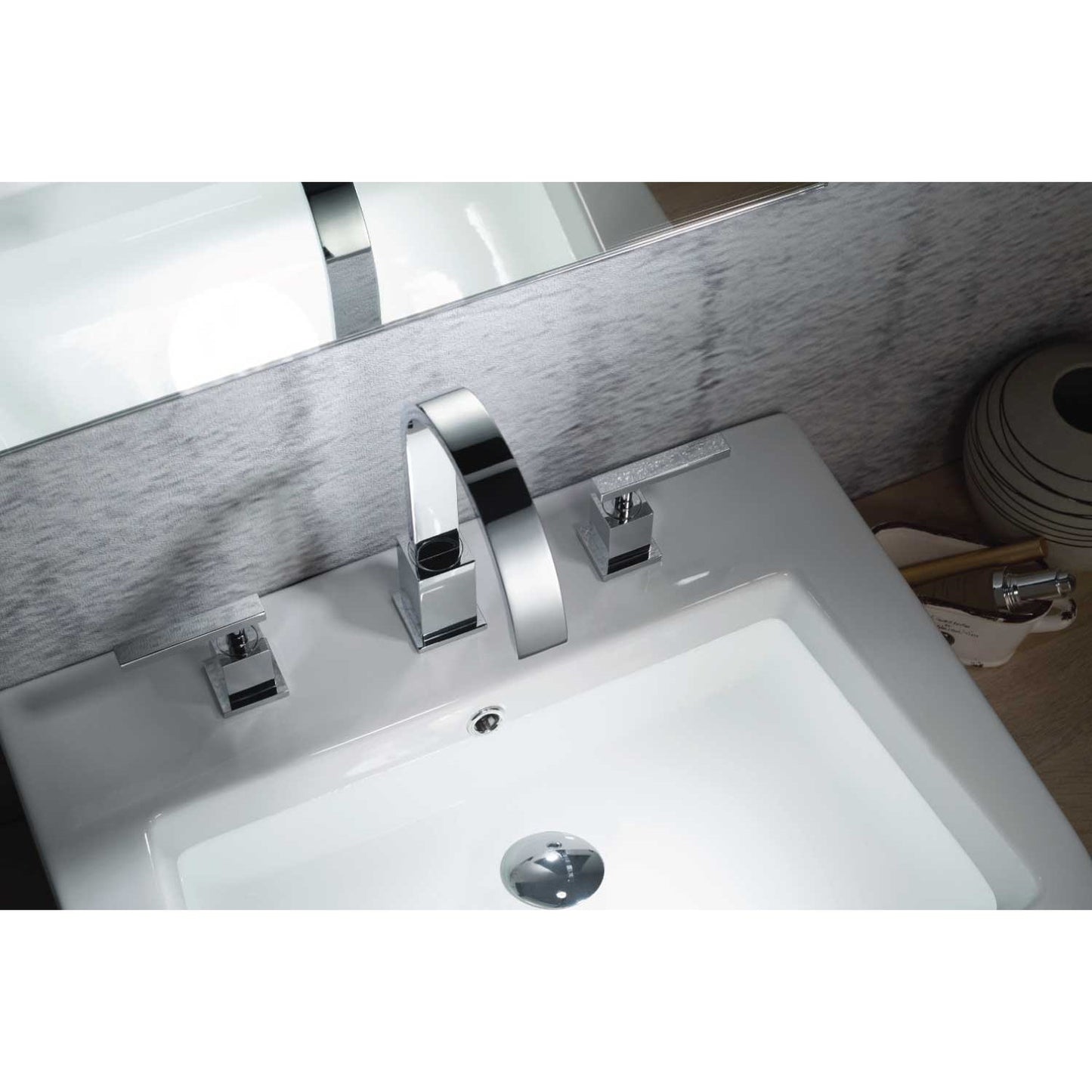 Flusso Faucets Serie 150 10" Three-Hole Chrome Solid Brass Deck-Mounted Widespread Bathroom Sink Faucet With Overflow Pop-Up Drain