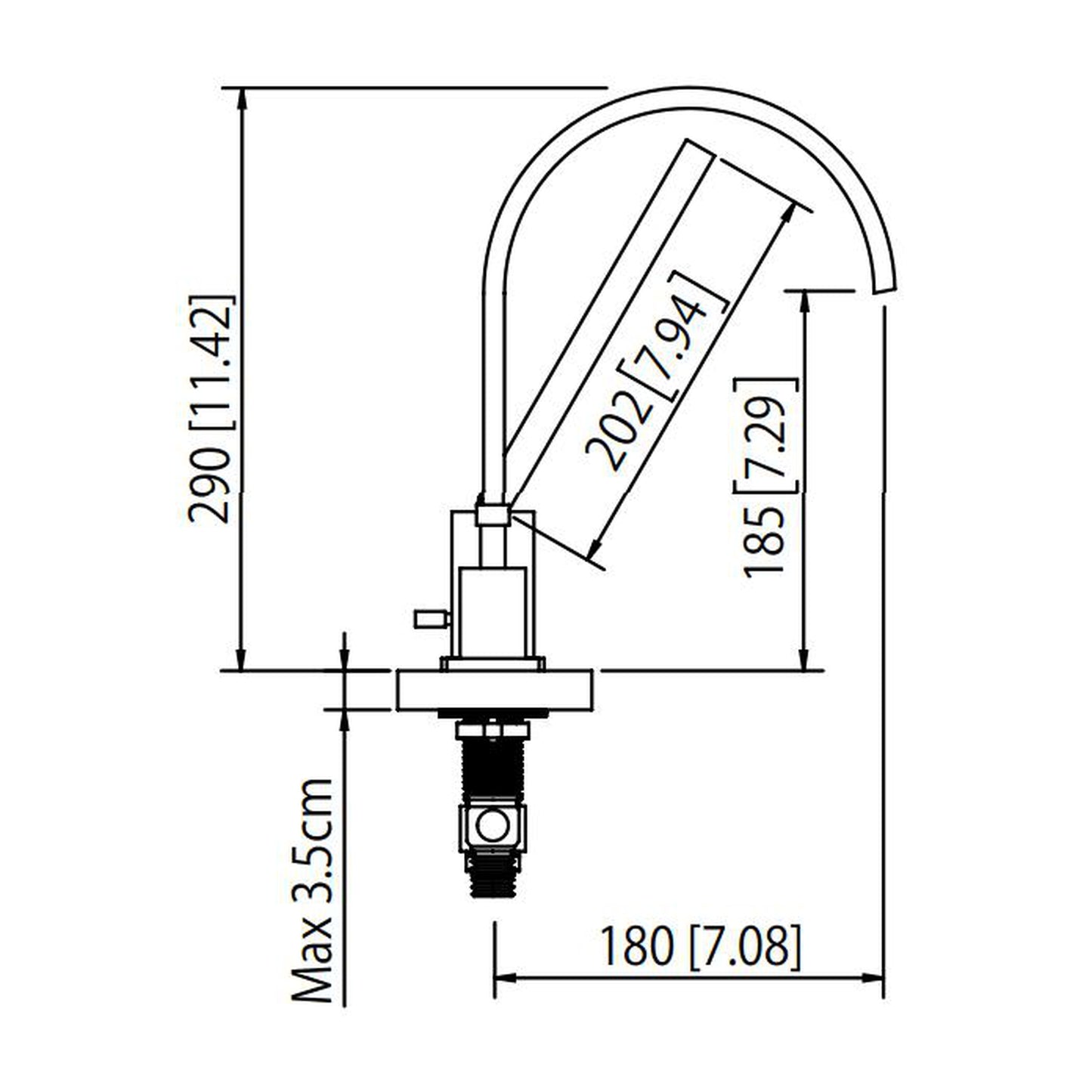 Flusso Faucets Serie 150 14" Four-Hole Chrome Solid Brass Deck-Mounted Roman Bathtub Faucet With Hand Shower