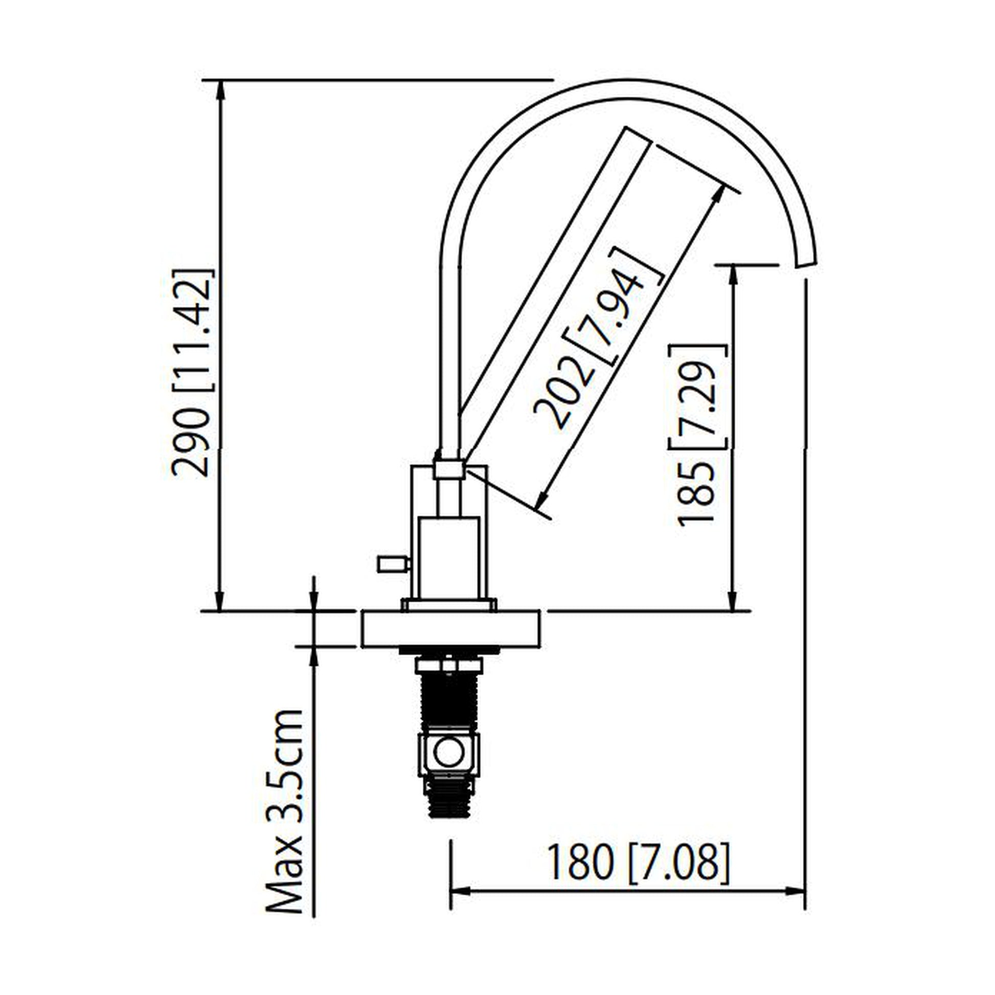 Flusso Faucets Serie 150 14" Four-Hole Chrome Solid Brass Deck-Mounted Roman Bathtub Faucet With Hand Shower