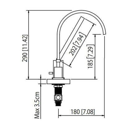 Flusso Faucets Serie 150 14" Four-Hole Chrome Solid Brass Deck-Mounted Roman Bathtub Faucet With Hand Shower