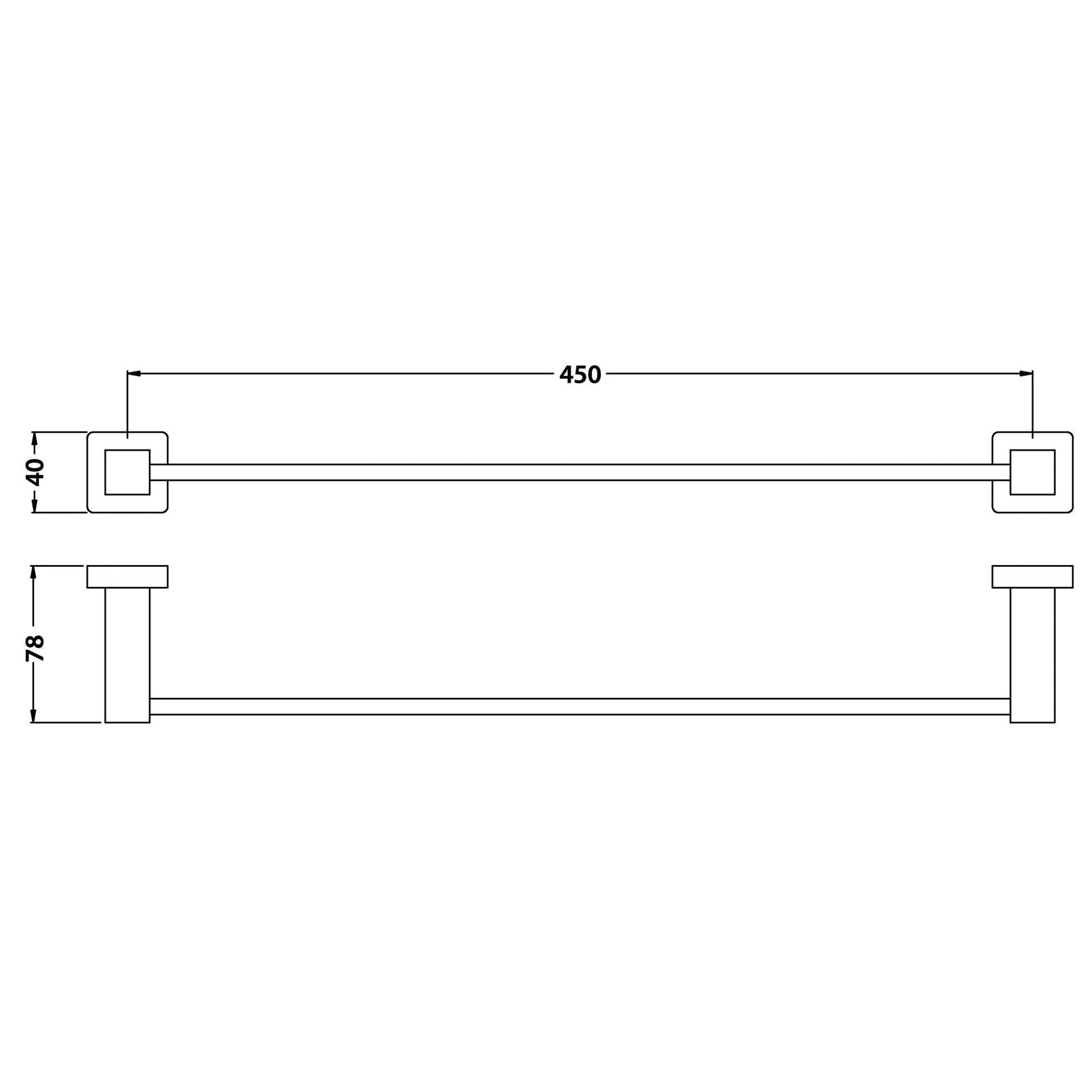 Flusso Faucets Serie 150 18" Chrome Solid Brass Wall-Mounted Bathroom Towel Bar