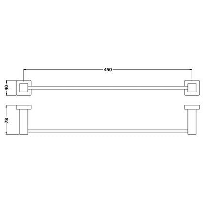 Flusso Faucets Serie 150 18" Chrome Solid Brass Wall-Mounted Bathroom Towel Bar