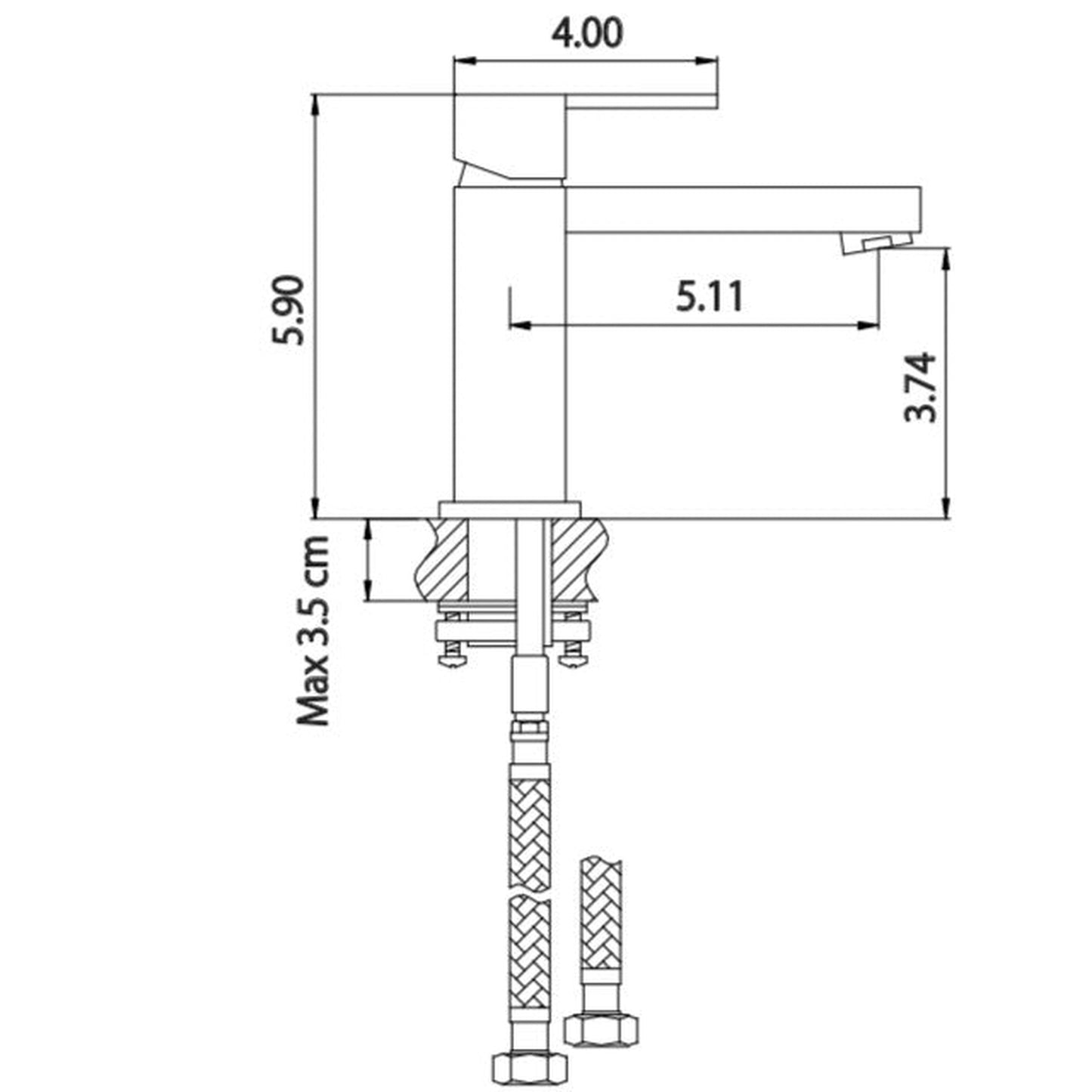 Flusso Faucets Serie 150 6" Single-Hole Chrome Deck-Mounted Bathroom Sink Faucet With Pop-Up Drain