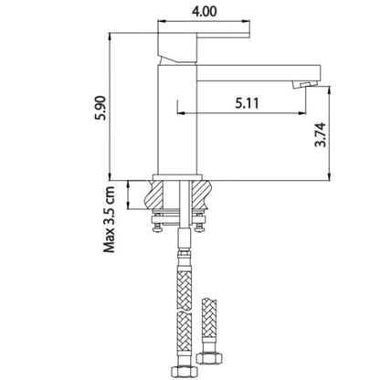 Flusso Faucets Serie 150 6" Single-Hole Chrome Deck-Mounted Bathroom Sink Faucet With Pop-Up Drain