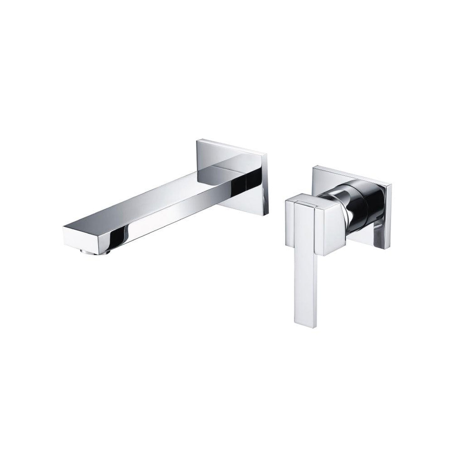 Flusso Faucets Serie 150 7" Two-Hole Chrome Wall-Mounted Bathroom Sink Faucet With Rough In Valve