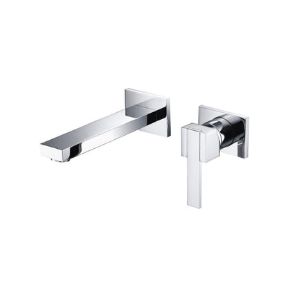 Flusso Faucets Serie 150 7" Two-Hole Chrome Wall-Mounted Bathroom Sink Faucet With Rough In Valve