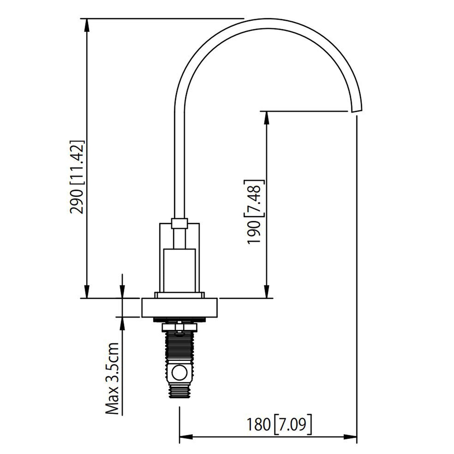 Flusso Faucets Serie 150 8" Three-Hole Chrome Solid Brass Deck-Mounted Roman Bathtub Faucet
