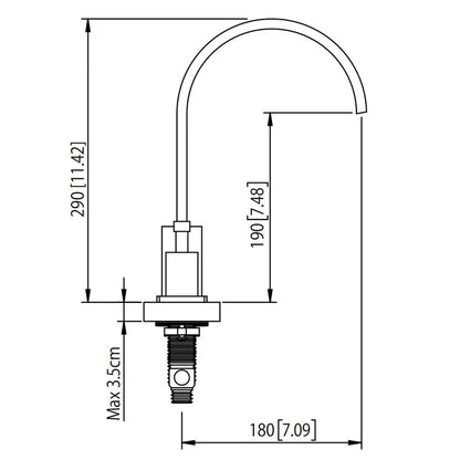 Flusso Faucets Serie 150 8" Three-Hole Chrome Solid Brass Deck-Mounted Roman Bathtub Faucet