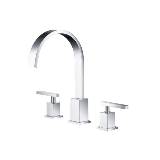 Flusso Faucets Serie 150 8" Three-Hole Chrome Solid Brass Deck-Mounted Roman Bathtub Faucet