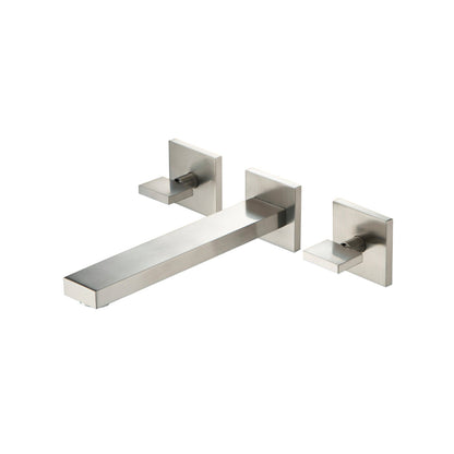 Flusso Faucets Serie 160 10" Three-Hole Brushed Nickel PVD Wall-Mounted Bathtub Faucet With 0.50" Rough-In Valve