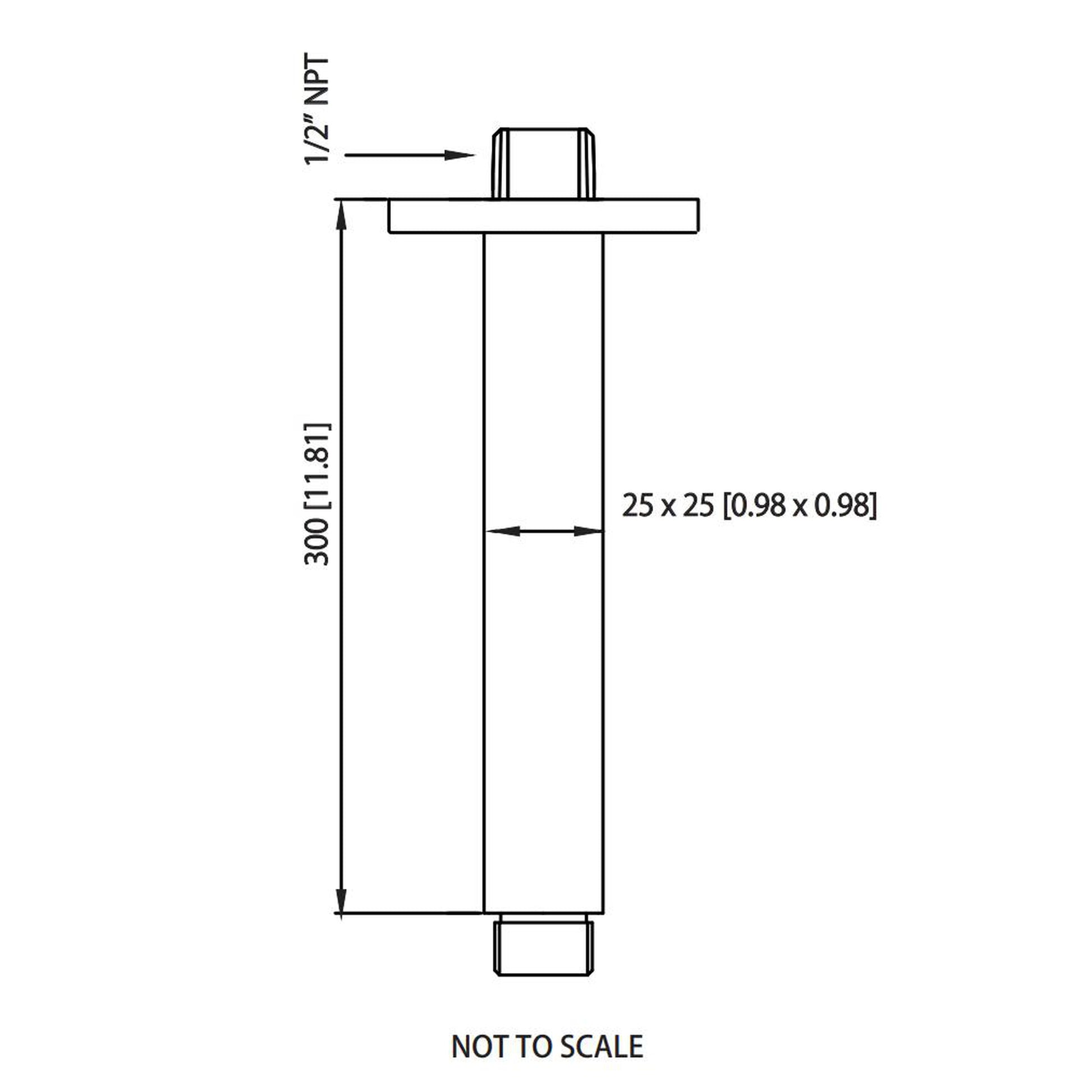 Flusso Faucets Serie 160 12" Polished Nickel PVD Solid Brass Ceiling-Mounted Shower Arm With Adjustable Sliding Flange