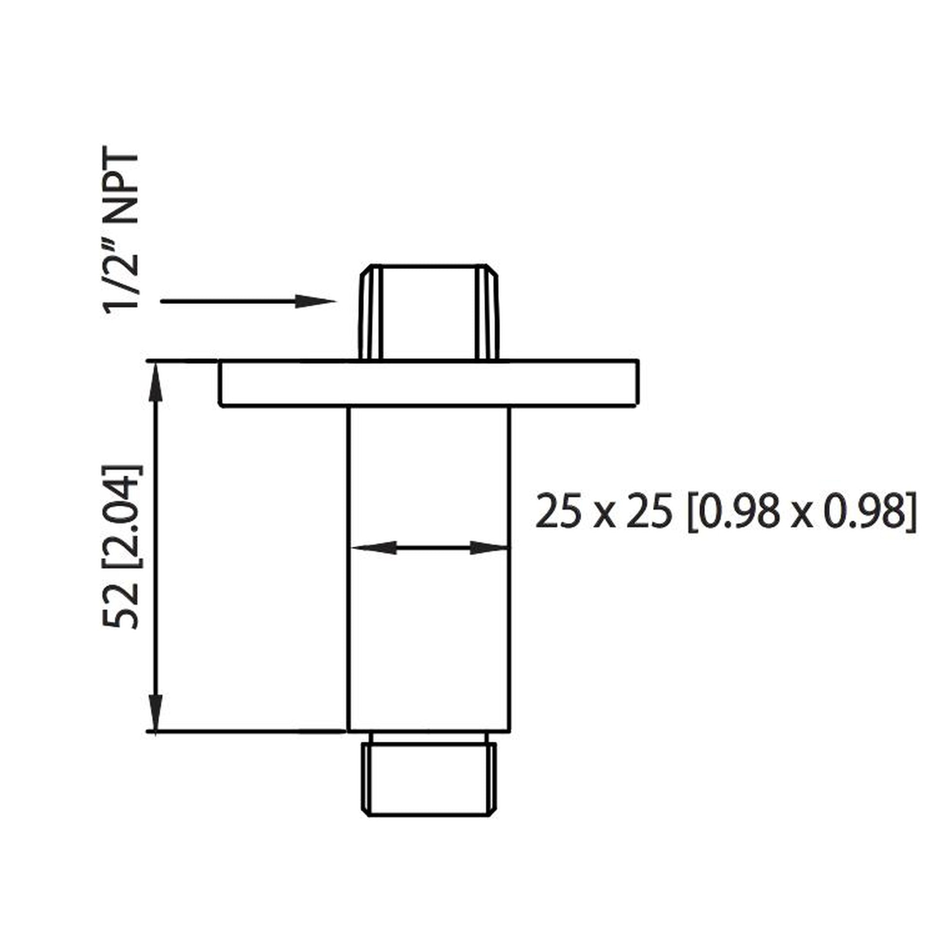 Flusso Faucets Serie 160 2" Brushed Nickel PVD Solid Brass Ceiling-Mounted Shower Arm With Adjustable Sliding Flange