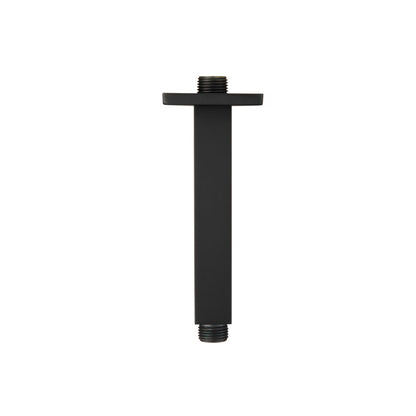 Flusso Faucets Serie 160 6" Matte Black Solid Brass Ceiling-Mounted Shower Arm With Adjustable Sliding Flange