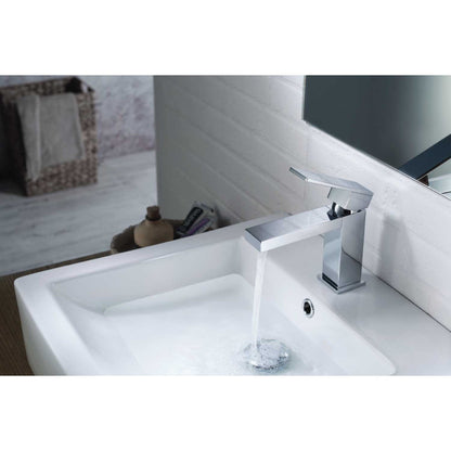 Flusso Faucets Serie 160 6" Single-Hole Chrome Deck-Mounted Bathroom Sink Faucet With Pop-Up Drain