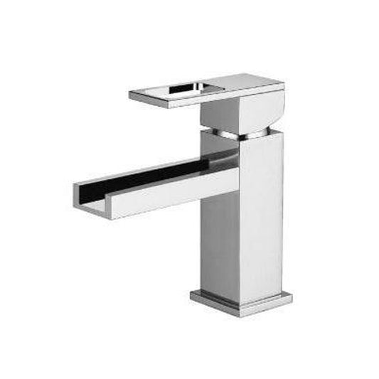 Flusso Faucets Serie 160 6" Single-Hole Matte Black Deck-Mounted Cascade Flow Waterfall Bathroom Sink Faucet With Pop-Up Drain