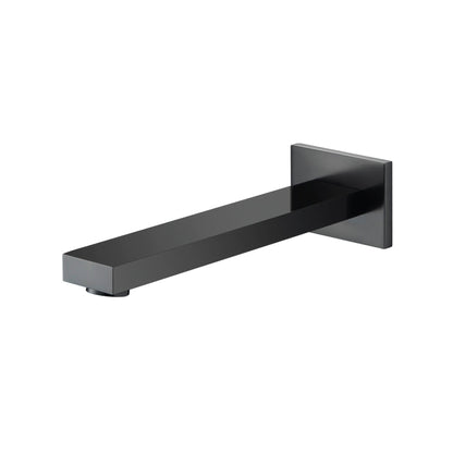 Flusso Faucets Serie 160 7" Single-Hole Matte Black Solid Brass Wall-Mounted Non-Diverting Bathtub Spout