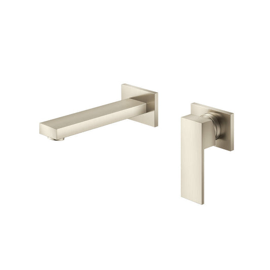 Flusso Faucets Serie 160 7" Two-Hole Brushed Nickel PVD Wall-Mounted Bathroom Sink Faucet With Rough In Valve