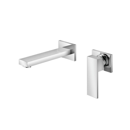 Flusso Faucets Serie 160 7" Two-Hole Chrome Wall-Mounted Bathroom Sink Faucet With Rough In Valve