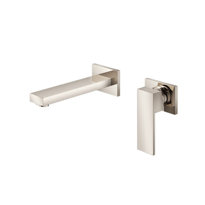 Flusso Faucets Serie 160 7" Two-Hole Polished Nickel PVD Wall-Mounted Bathroom Sink Faucet With Rough In Valve