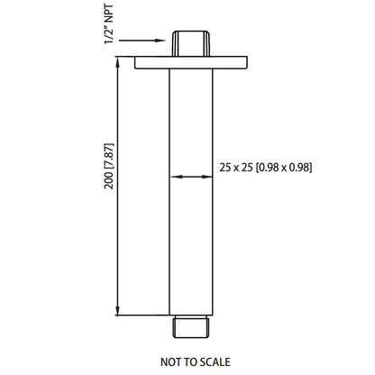 Flusso Faucets Serie 160 8" Matte Black Solid Brass Ceiling-Mounted Shower Arm With Adjustable Sliding Flange