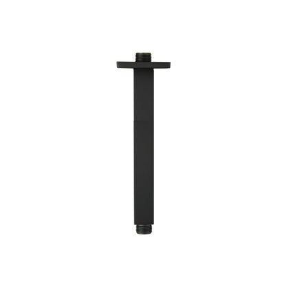 Flusso Faucets Serie 160 8" Matte Black Solid Brass Ceiling-Mounted Shower Arm With Adjustable Sliding Flange