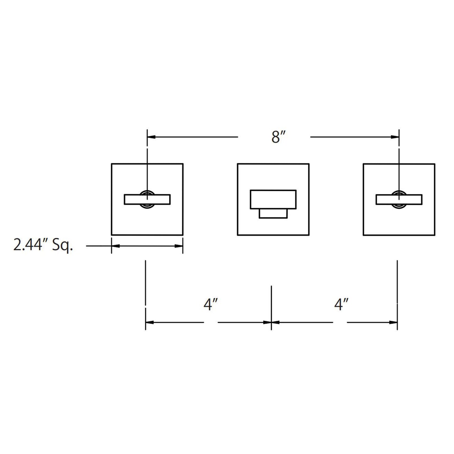 Flusso Faucets Serie 160 8" Three-Hole Brushed Nickel PVD Wall-Mounted Sink Faucet With 0.50" Rough-In Valve
