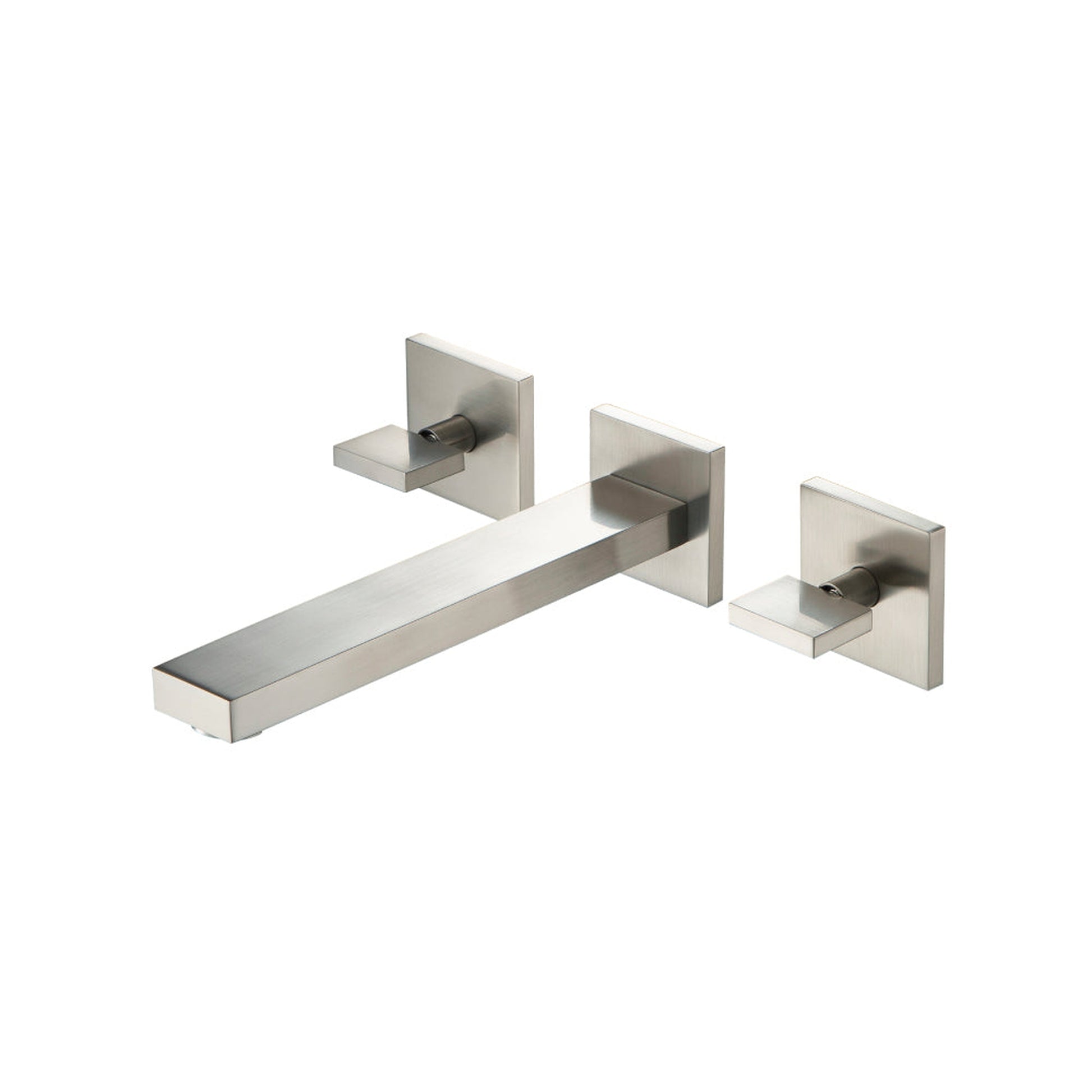Flusso Faucets Serie 160 8" Three-Hole Brushed Nickel PVD Wall-Mounted Sink Faucet With 0.50" Rough-In Valve