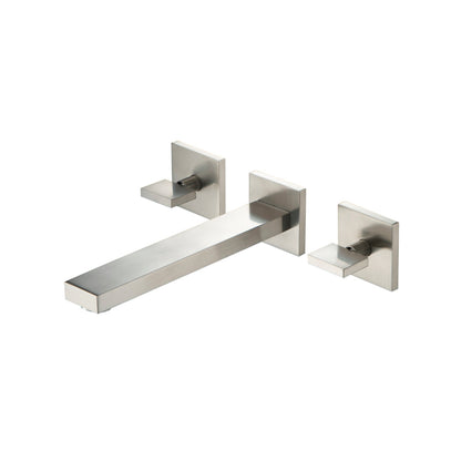 Flusso Faucets Serie 160 8" Three-Hole Brushed Nickel PVD Wall-Mounted Sink Faucet