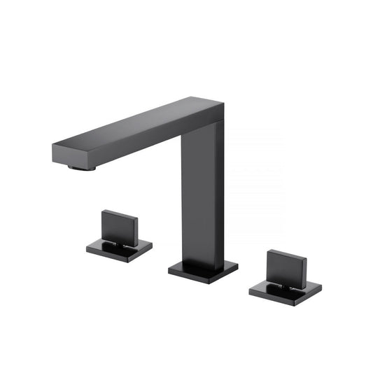 Flusso Faucets Serie 160 8" Three-Hole Matte Black Solid Brass Deck-Mounted Roman Bathtub Faucet