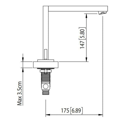 Flusso Faucets Serie 160 8" Three-Hole Polished Nickel PVD Solid Brass Deck-Mounted Roman Bathtub Faucet