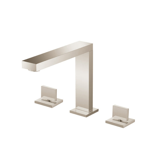 Flusso Faucets Serie 160 8" Three-Hole Polished Nickel PVD Solid Brass Deck-Mounted Roman Bathtub Faucet