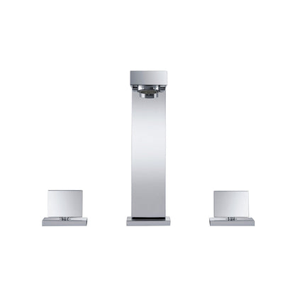 Flusso Faucets Serie 160 8" Three-Hole Polished Nickel PVD Solid Brass Deck-Mounted Widespread Bathroom Sink Faucet With Overflow Pop-Up Drain