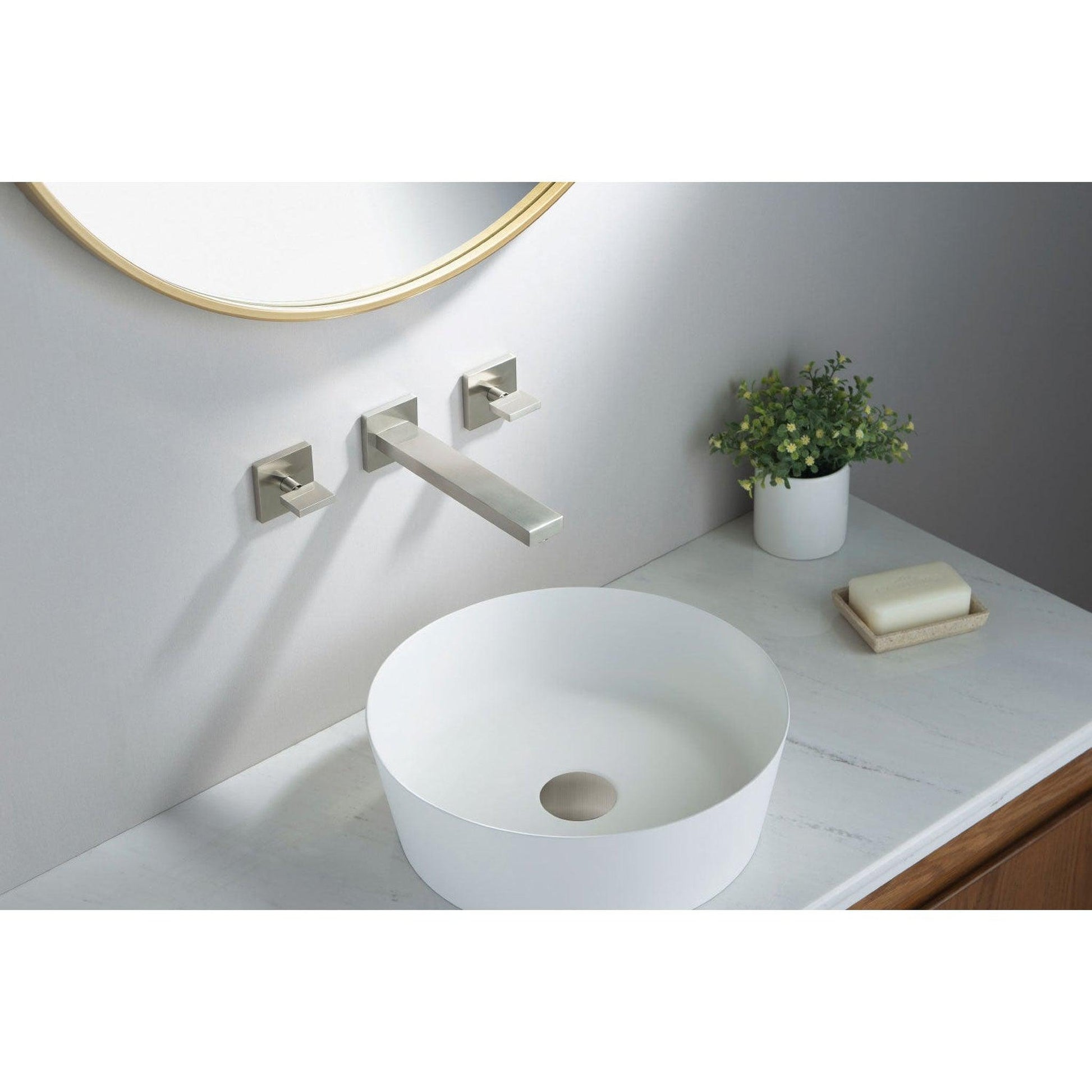 Flusso Faucets Serie 160 8" Three-Hole Polished Nickel PVD Wall-Mounted Sink Faucet