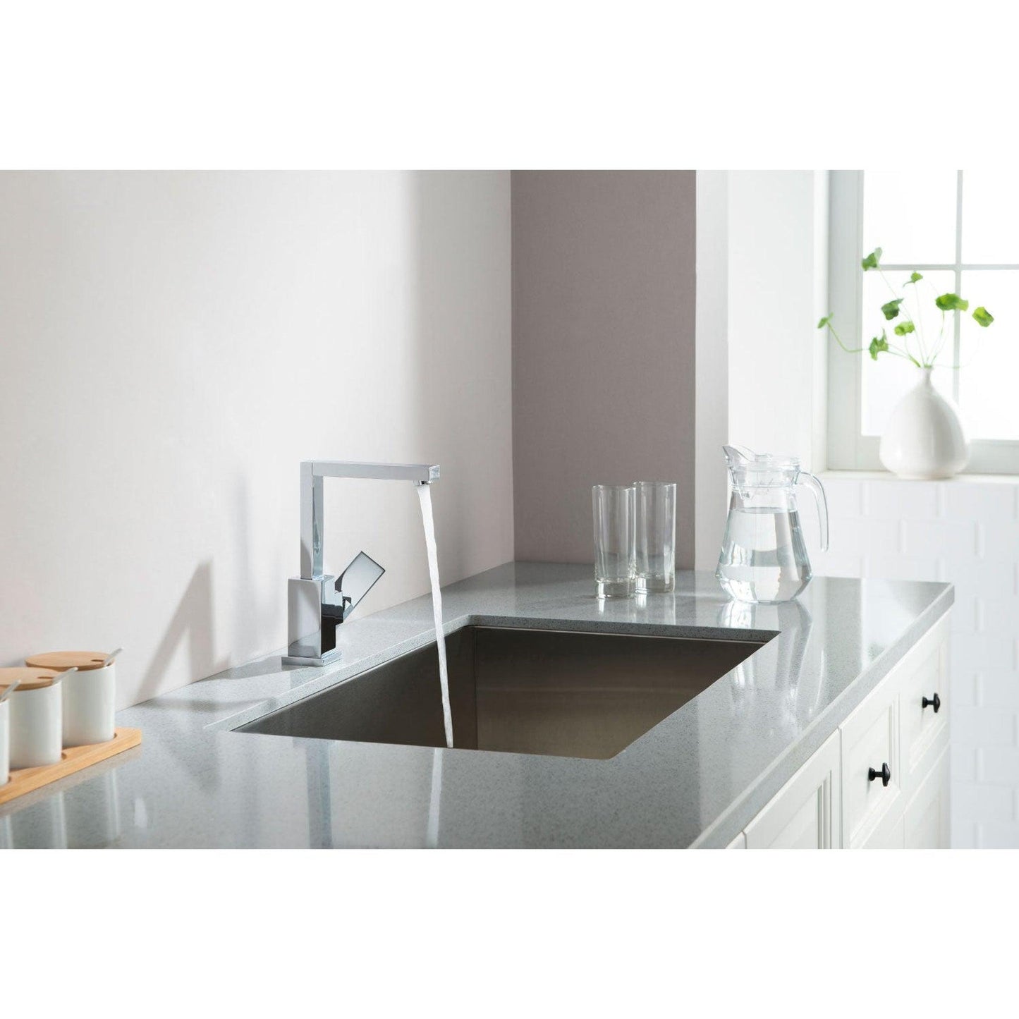 Flusso Faucets Serie 160 9" Single-Hole Polished Nickel PVD Solid Brass Deck-Mounted Bathroom Bar Sink Faucet With Swivel Spout