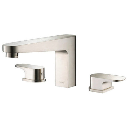 Flusso Faucets Serie 180 5" Three-Hole Brushed Nickel PVD Solid Brass Deck-Mounted Roman Bathtub Faucet